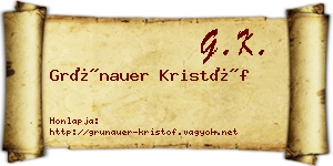 Grünauer Kristóf névjegykártya
